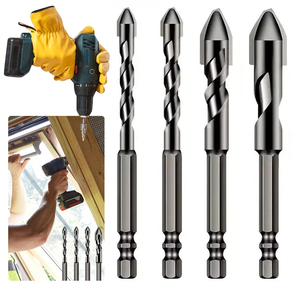 3/4 Pcs High Hardness Skewed Head Eccentric Drill Bits Multifunction Drill Bit Sets Metal Twist Drill Bits for Glass/Tile/Wood