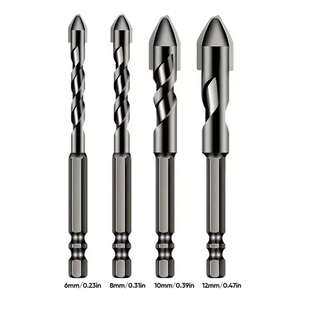 3/4 Pcs High Hardness Skewed Head Eccentric Drill Bits Multifunction Drill Bit Sets Metal Twist Drill Bits for Glass/Tile/Wood
