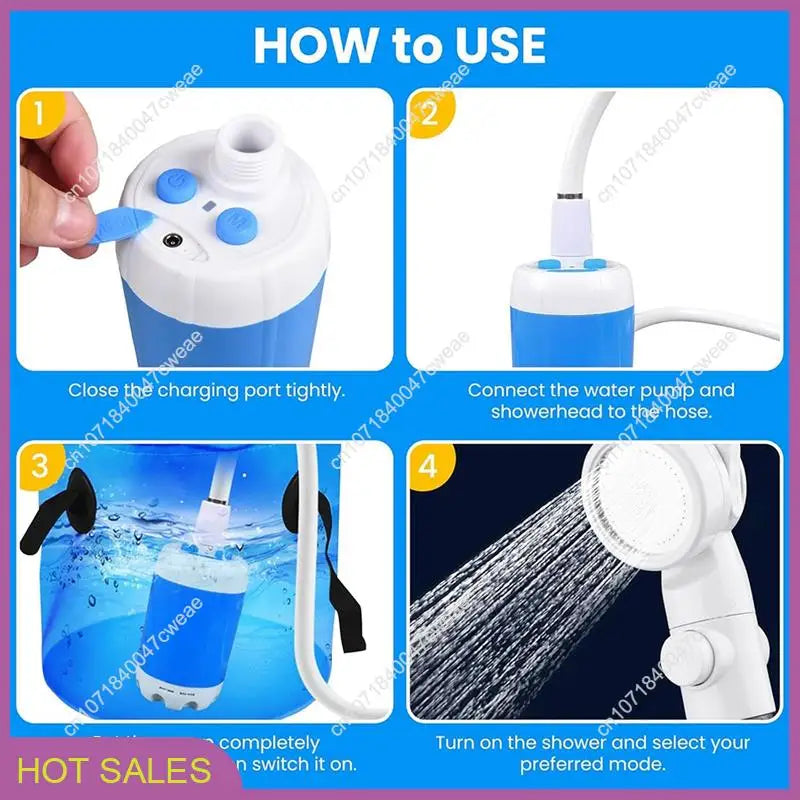 Rechargeable Electric Outdoor Camp Shower Pump, Upgrade Version for Portable Showers While for Camping,Hiking Traveling-A98U