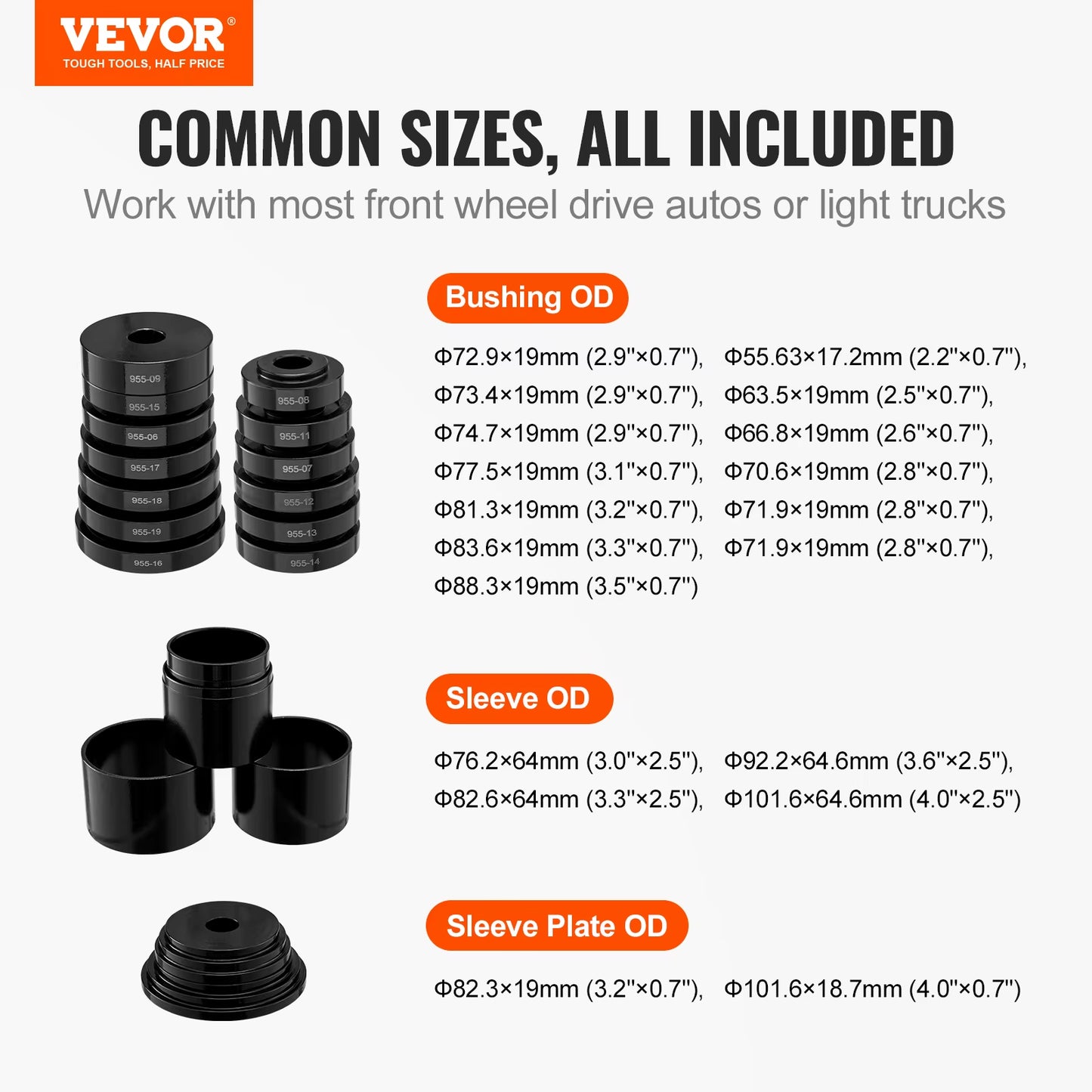 VEVOR Wheel Bearing Press Kit 23 Pcs FWD Bearing Puller Tools