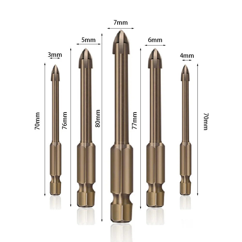 3/4 Pcs High Hardness Skewed Head Eccentric Drill Bits Multifunction Drill Bit Sets Metal Twist Drill Bits for Glass/Tile/Wood