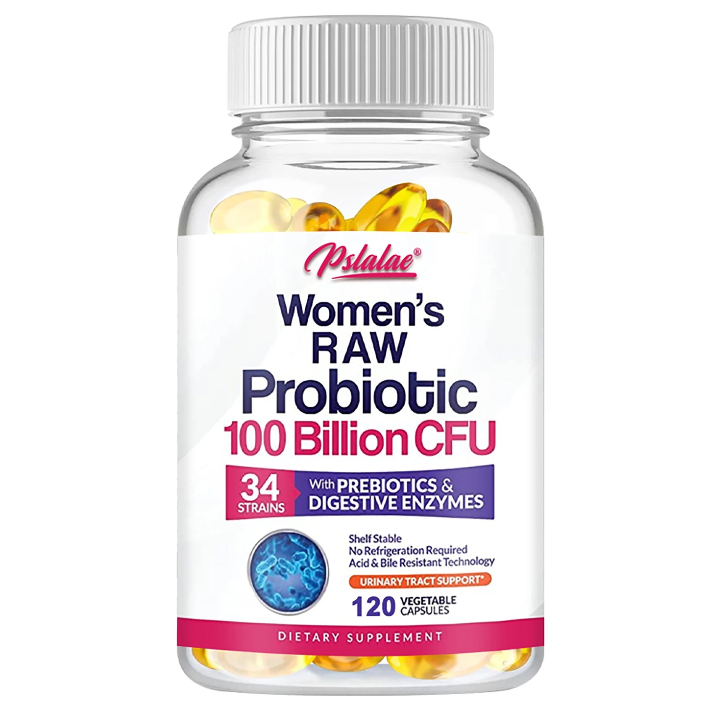 Probióticos crudos para mujeres - 100 mil millones de UFC, con prebióticos y enzimas digestivas - Favorecen la digestión y la salud intestinal - 120 cápsulas