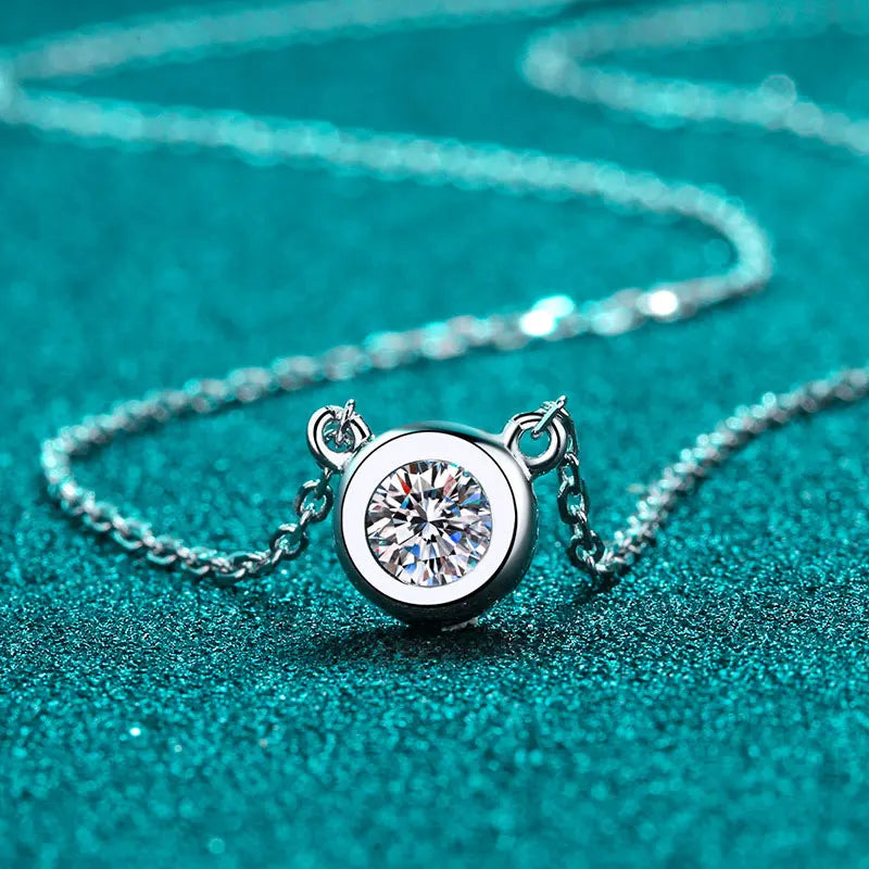 Collar KNOBSPIN de moissanita color D para mujer, joyería para fiesta de cumpleaños con baño de plata esterlina GRA 925 y oro blanco de 18 quilates.