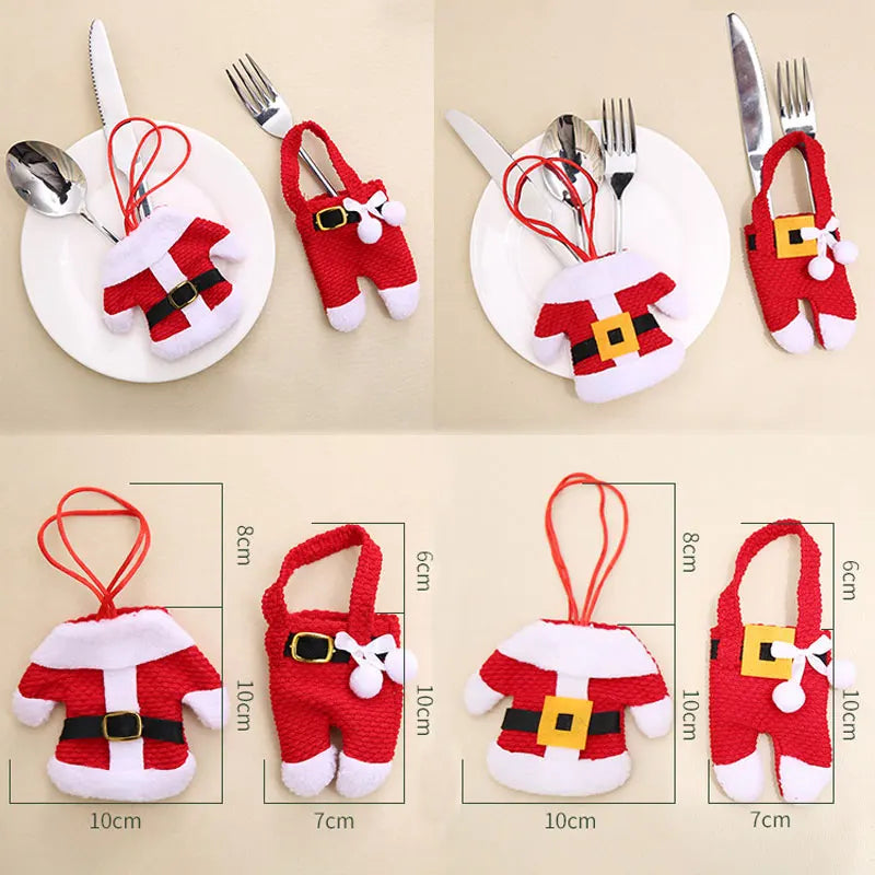 Regalo de Navidad 2023, vajilla, tenedor, cuchillo y bolsa, decoración navideña 2022 para el hogar, decoración de mesa.