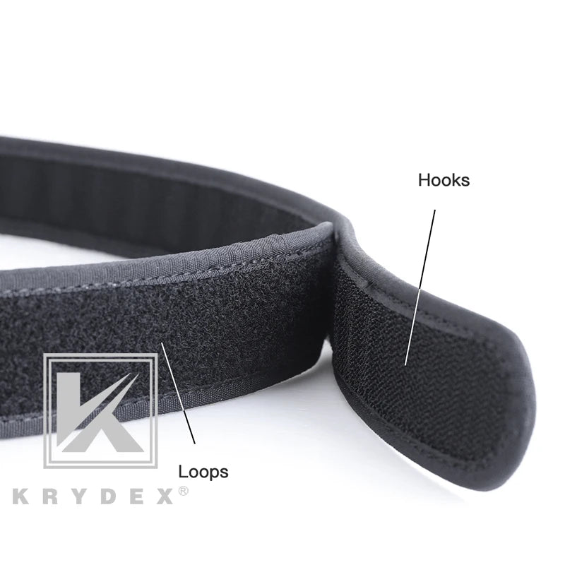 Cinturón táctico KRYDEX sin hebilla, forro interior de nailon de 1,5 pulgadas, con bucle interior para caza y tiro, tallas S a XXL