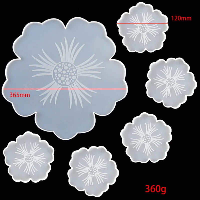 花茶杯垫模具套装 DIY 手工水晶大花盘粘土环氧树脂 uv 树脂模具硅胶工艺模具艺术家居装饰