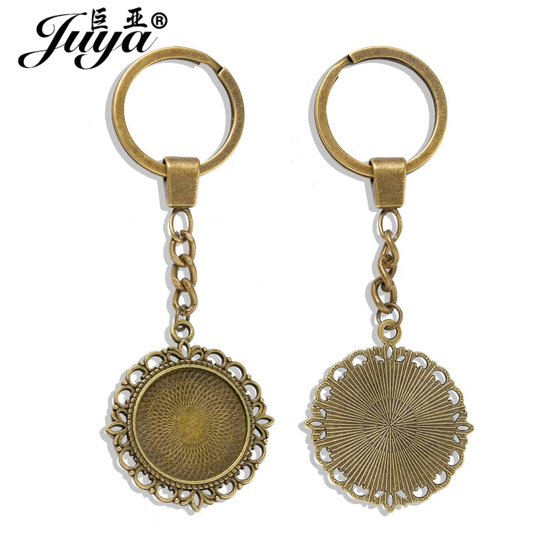 Lote de 5 cabujón redondo de 25 mm con diseño de flores, base de camafeo para llavero, colgante, accesorios para hacer joyas, suministros hechos a mano.