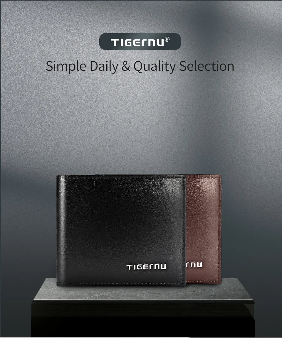 Tigernu High Quality Wallets Men Thin Money Purse Male Business Card Holder For Men Fashion Leather Wallet Short Purse Card Bag