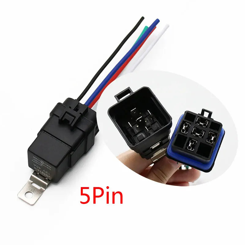 Car Auto Automobile Relay Sealed Waterproof Integrated Wired DC12V 40A 5Pin 4pin Auto Relay + Holder With 105mm Length Wires