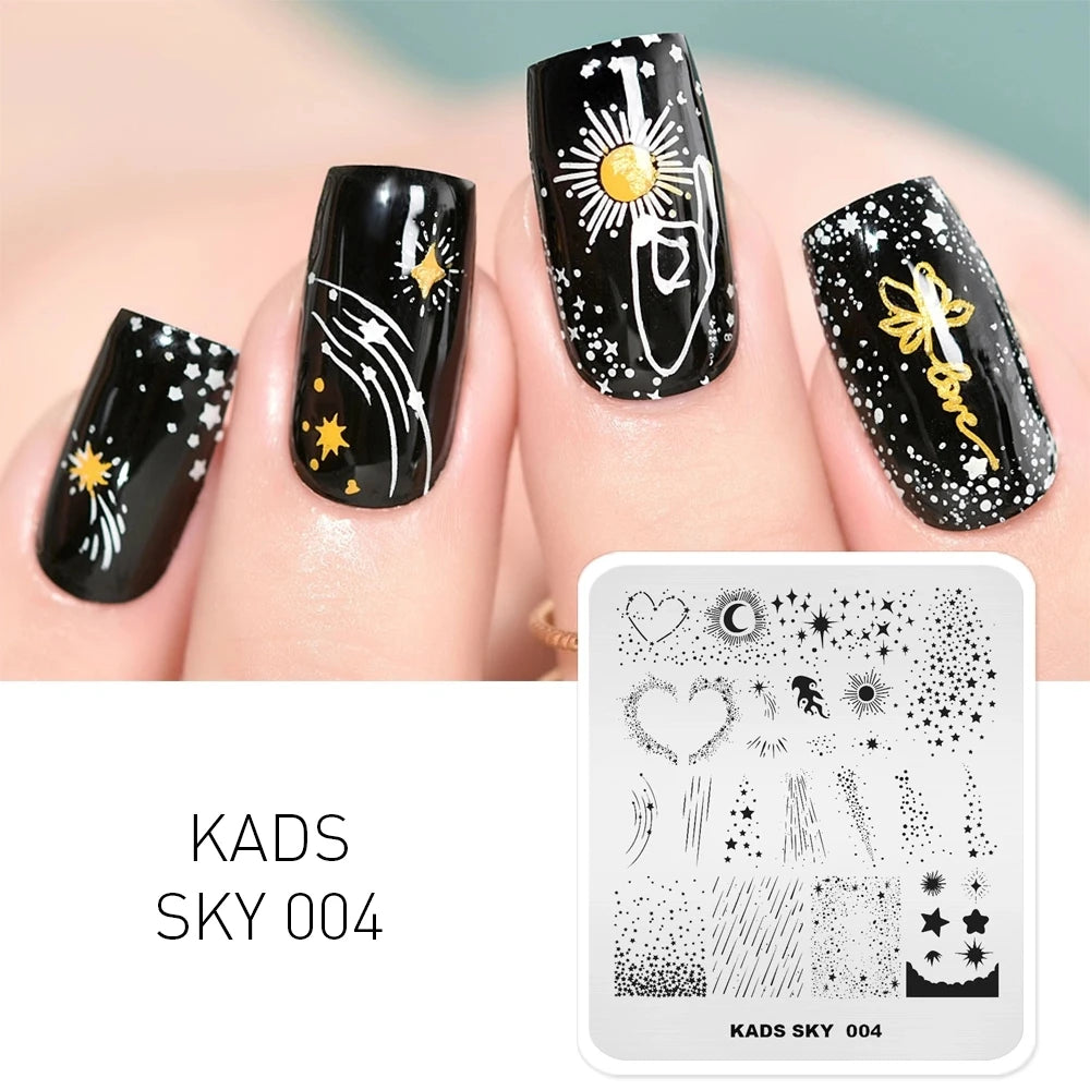 Nail Stamping Plates Sun Moon Stars Pattern Design Nail Art Image Template Stainless Steel Printing Plate for DIY Nails