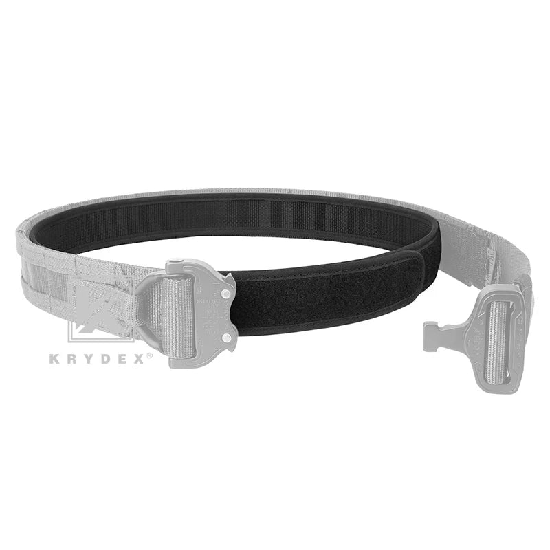 Cinturón táctico KRYDEX sin hebilla, forro interior de nailon de 1,5 pulgadas, con bucle interior para caza y tiro, tallas S a XXL