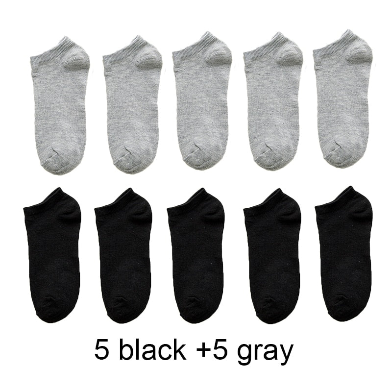 Venta al por mayor, 10 pares de calcetines unisex para hombre y mujer, transpirables, deportivos, de color liso, náuticos, cómodos, de algodón, hasta el tobillo, blancos.