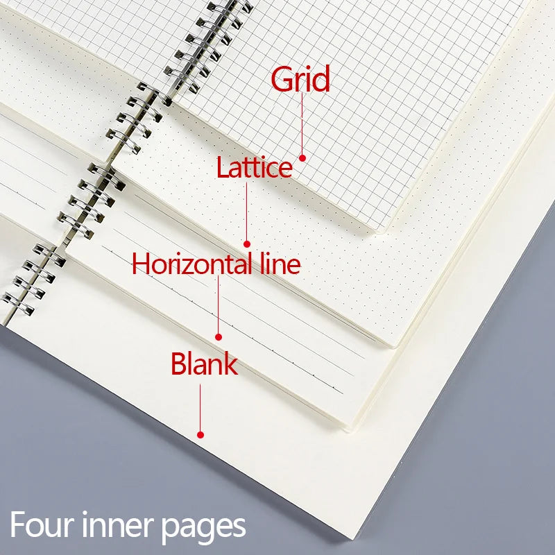 Cuaderno espiral tamaño A5, A6, B5, cuaderno de espiral con líneas y puntos, papel cuadriculado en blanco, diario, cuaderno de bocetos, material escolar, papelería.