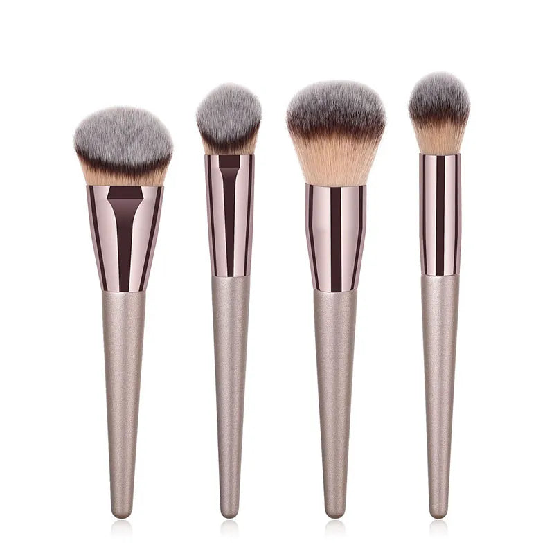 Juego de brochas de maquillaje color champán para mujer, brochas de maquillaje Kabuki para base, polvos, rubor, sombras de ojos, herramientas de belleza.