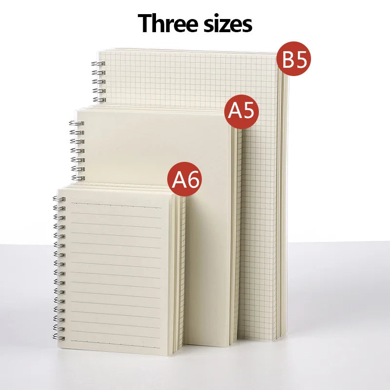 Cuaderno espiral tamaño A5, A6, B5, cuaderno de espiral con líneas y puntos, papel cuadriculado en blanco, diario, cuaderno de bocetos, material escolar, papelería.