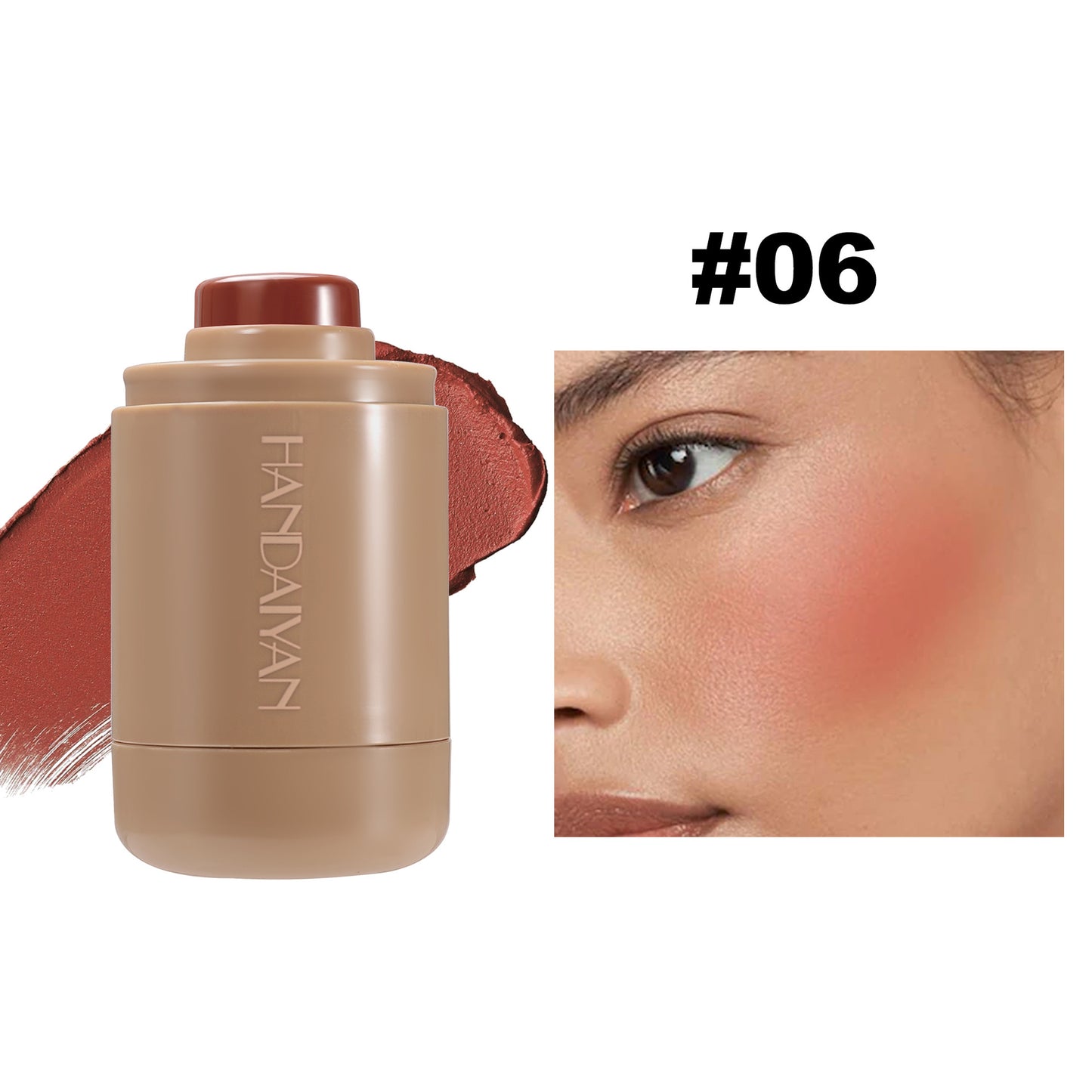 Exclusive for cross-border blush stick natural 6-color matte handaiyan portable lip and cheek dual-use Blush Blush Stick