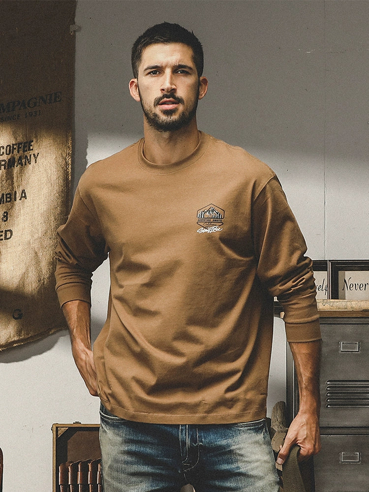 Jereno Retro Long-Sleeved Cotton All-Match Autumn T-shirt