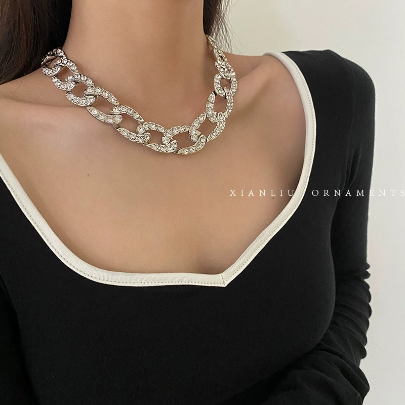 Exaggerated Women's Fancy Exquisite Cuban Decorative Thick Chain