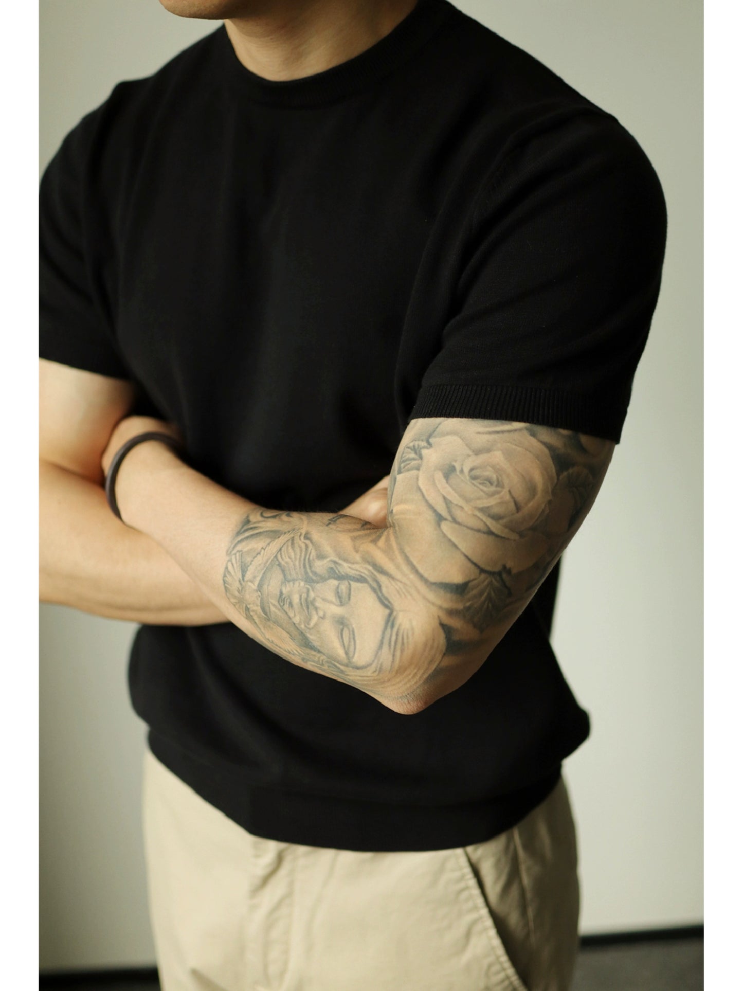 Camiseta de manga corta de negocios para hombre de hilo de algodón puro Yuxian