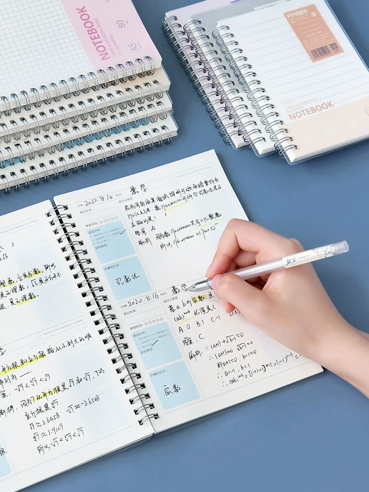 Cuaderno Yunmuzahuo B5 con espiral gruesa, cuadrícula horizontal, preguntas incorrectas de Cornell, cuaderno minimalista artístico para estudiantes universitarios.