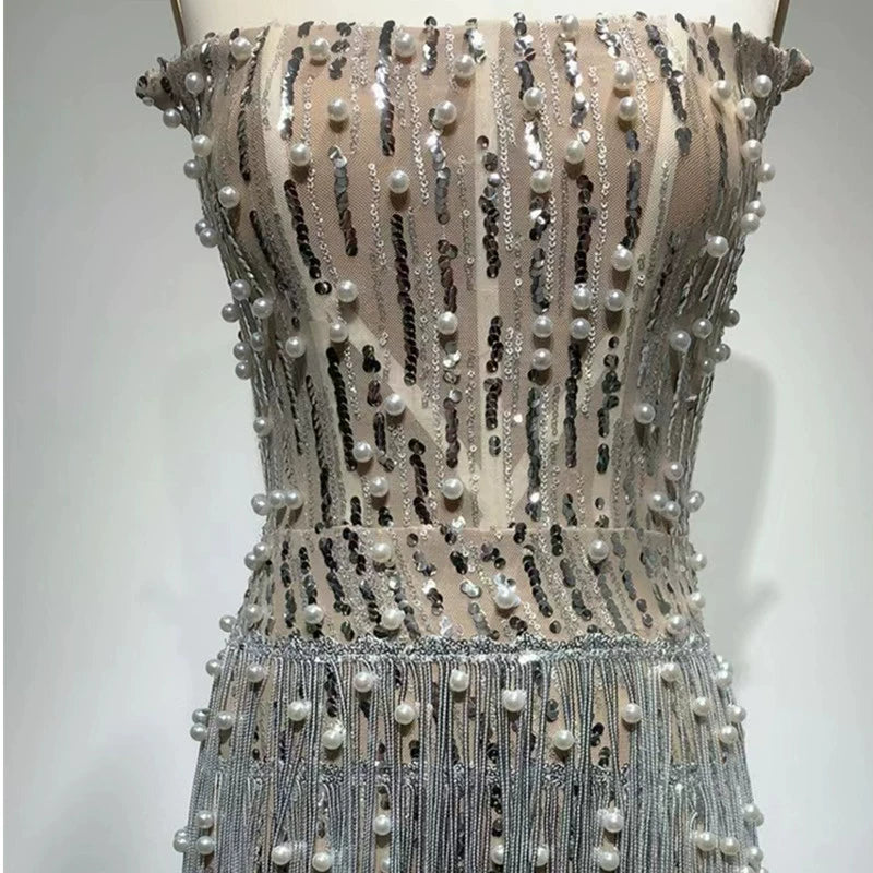 Nuevo vestido tubo de verano con lentejuelas y cuentas, a la moda, con borlas, temperamental, elegante, para fiestas sociales, informal, pequeño, para bodas.