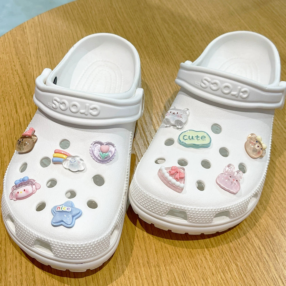 彩虹卡通熊洞洞鞋配件Crocs鞋饰十字架卡骆驰装饰扣配件鞋扣