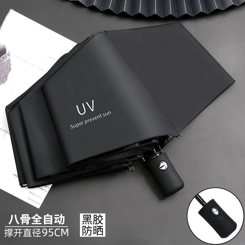 Paraguas automático plegable para hombre y mujer, grande, reforzado, grueso, de doble uso, con protección solar UV.