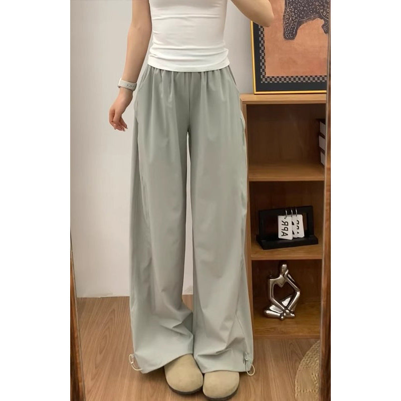 2025 summer new American quick-drying workwear casual pants women's high waist loose drooping outdoor mountaineering sports pants