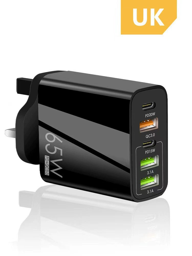 65W Charger Multi-Port British Standard Double Pd20w3usb Fast Charge for Iphone13/14 Apple 11/12type-c Mobile Phone Charging Plug Hong Kong Version British Standard Hong Kong Macao Taiwan Japan American Standard