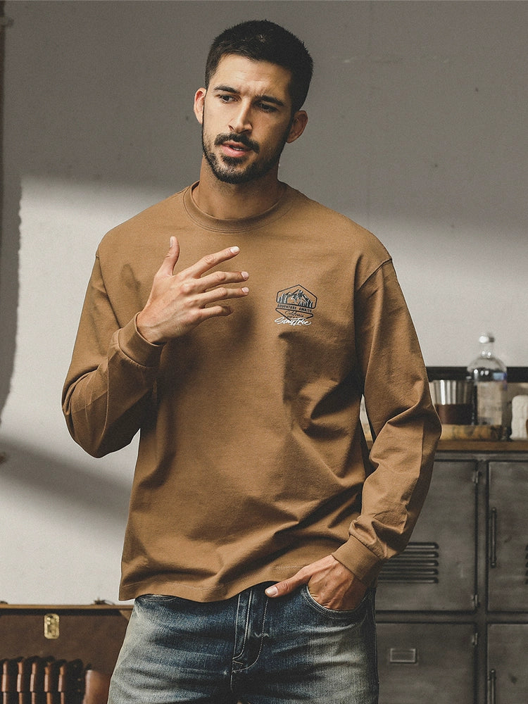 Jereno Retro Long-Sleeved Cotton All-Match Autumn T-shirt