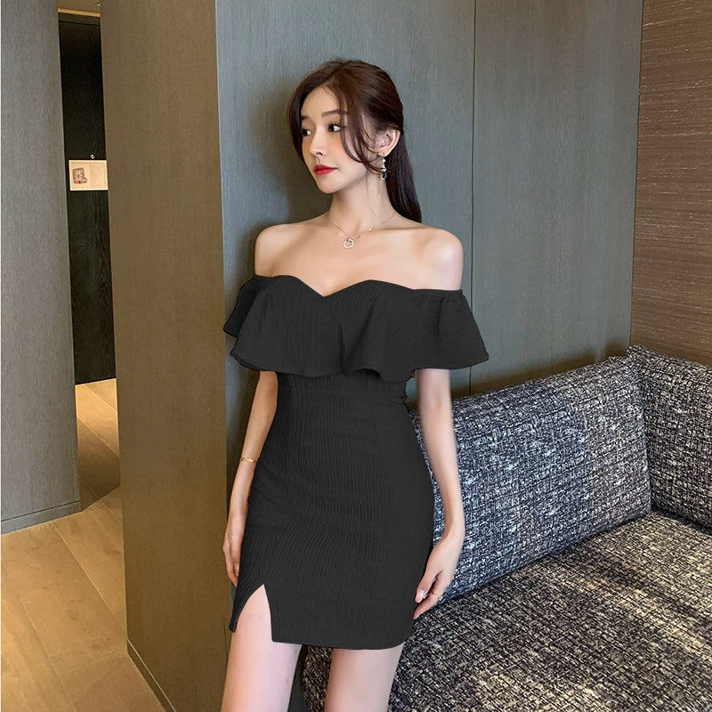 Muses French Style Square-Neck Cinched Adult Lady like Woman Dress
