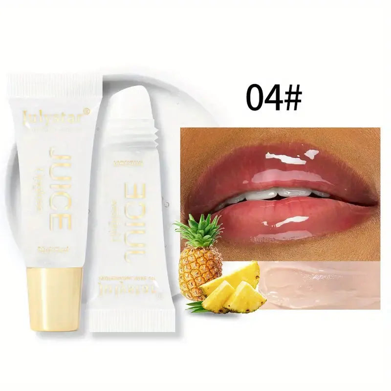 Bálsamo labial con aceite de gelatina transparente y acuoso, hidratante y suavizante, líneas de labios, brillo labial de gelatina, labios de vidrio con aroma a frutas.