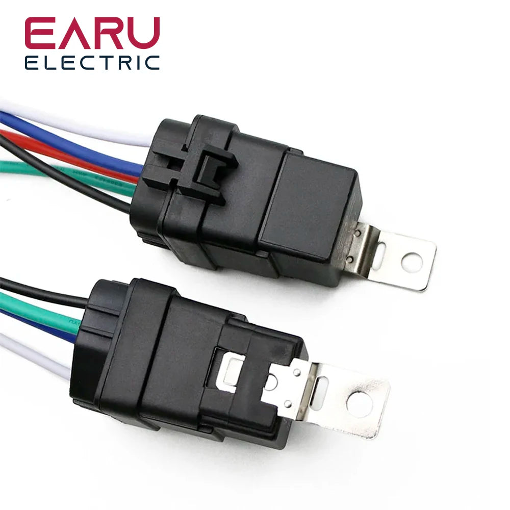 Car Auto Automobile Relay Sealed Waterproof Integrated Wired DC12V 40A 5Pin 4pin Auto Relay + Holder With 105mm Length Wires
