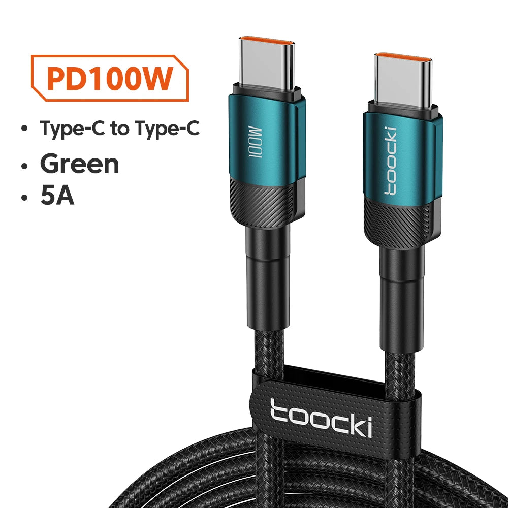 Cable Toocki de 100 W tipo C a USB C PD 3.0 de carga rápida 4.0 de tipo C a tipo C para iPhone 15, MacBook, Samsung y Xiaomi