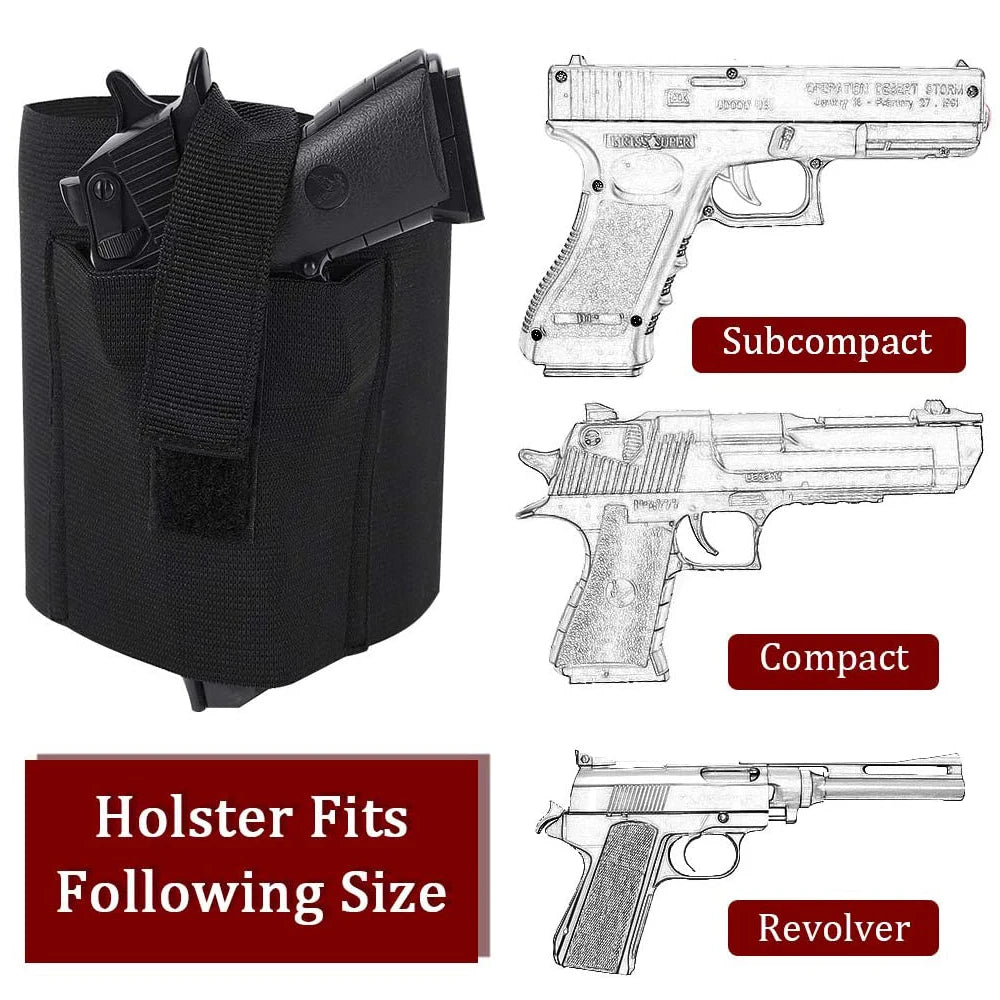 Concealed Carry Ankle Gun Holster for S&W M&P Shield 9mm, Bodyguard .380, Ruger LCP, LC9, Sig Sauer GL17 Tactical Leg Holster