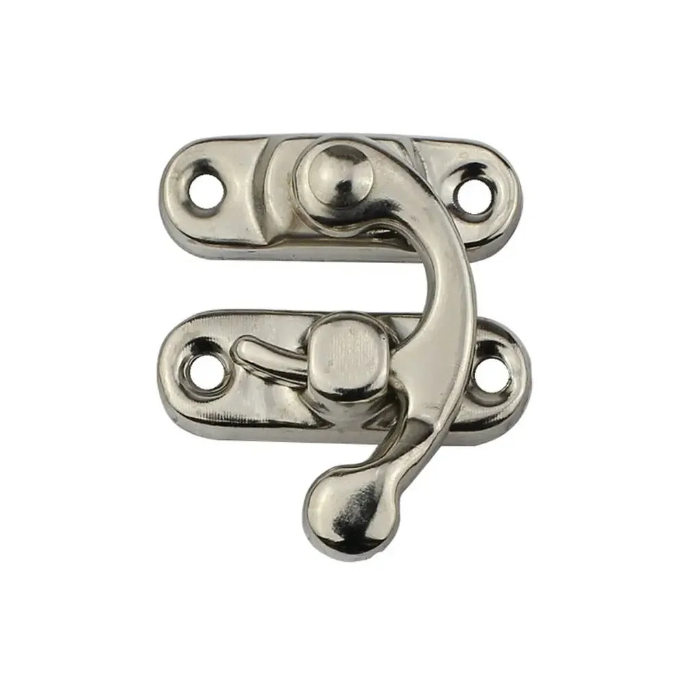 12pcs Left/Right Bronze Mini Vintage Toggle Hasp Hook Swing Arm Clasp Latch Metal Catch Curved Buckle for Jewelry Box Toolbox