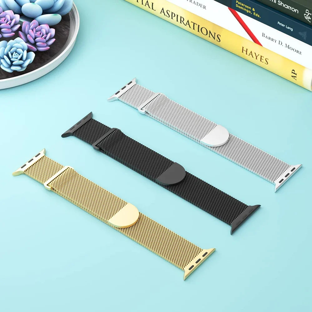 Correa Milanese Loop para Apple Watch Ultra Band 49 mm, 45 mm, 44 mm, 42 mm, 41 mm y 40 mm. Pulseras metálicas para iWatch SE series 9, 8, 7, 6, 5 y 46 mm.