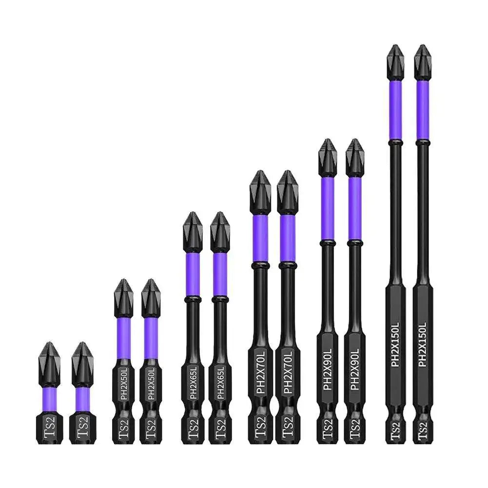 Non-Slip Impact Batch Head Strong Magnetic Cross High Torque Hardness Screw Waterproof Ph2 Screwdriver Bits Set