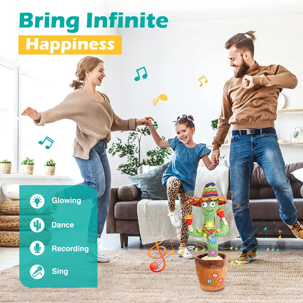Juguete de cactus parlante para bebés, cactus bailarín que repite lo que dices para niños con canciones en inglés, juguete de baile para regalo para niñas y niños pequeños