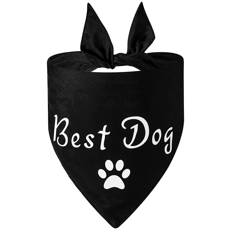 Fashion Dog Wedding Triangle Bandanas Letter Pattern Pet Triangle Scarf Adjustable Soft Bib for Medium Large Dog Pet Accessories