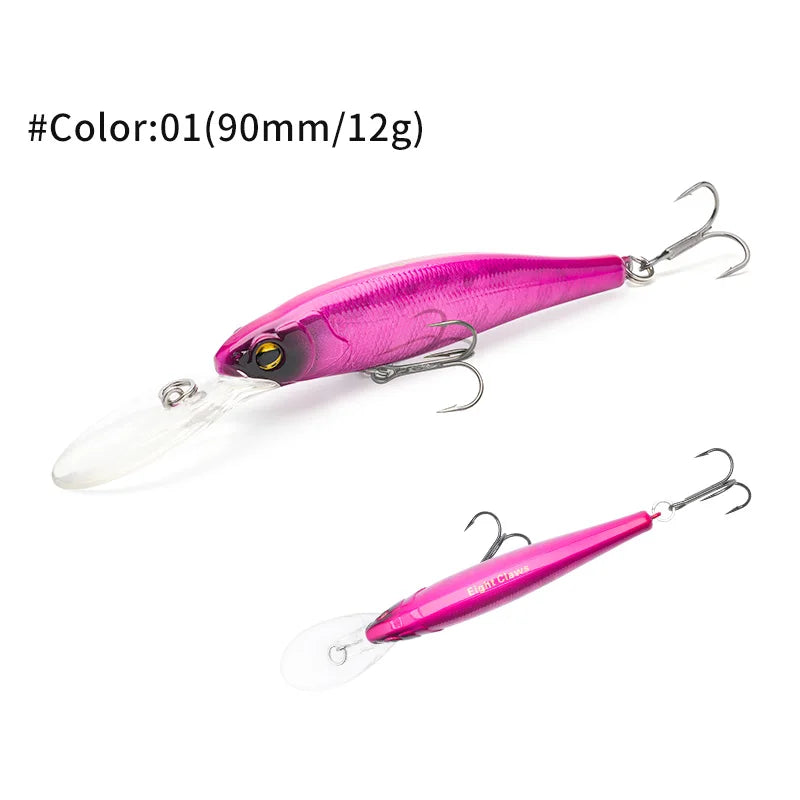 MSEASFREE-Floating Minnow Artificial Hard Bait Fishing Lure, Wobblers for Bass Perch Pike Trout, Fishing Tackle, 90mm, 12g