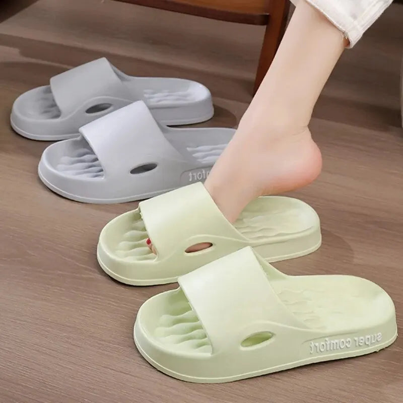 Pantuflas de plataforma gruesa para mujer, sandalias de suela suave con almohada, chanclas de verano para playa, chanclas antideslizantes, pantuflas de baño