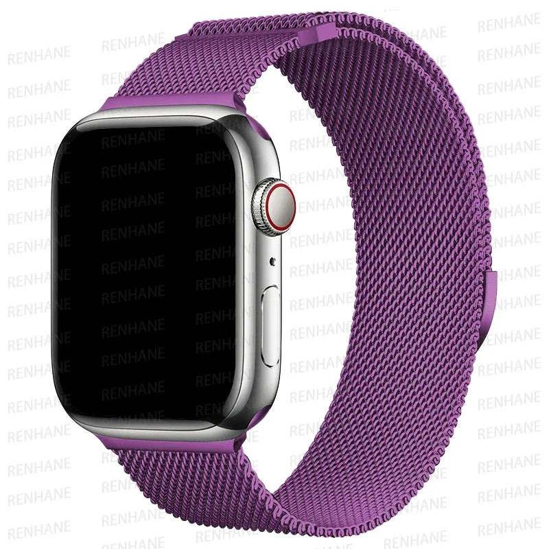 Correa Milanese Loop para Apple Watch Ultra Band 49 mm, 45 mm, 44 mm, 42 mm, 41 mm y 40 mm. Pulseras metálicas para iWatch SE series 9, 8, 7, 6, 5 y 46 mm.