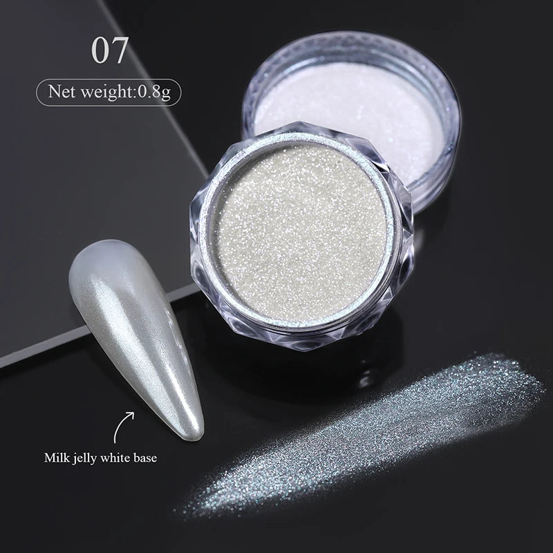 1 Box Cherry Pink Chrome Pearl Nail Powder Gradient Mirror Effect Nail Art Glitter Auroras Rubbing Dust Nail Art Manicure Decor