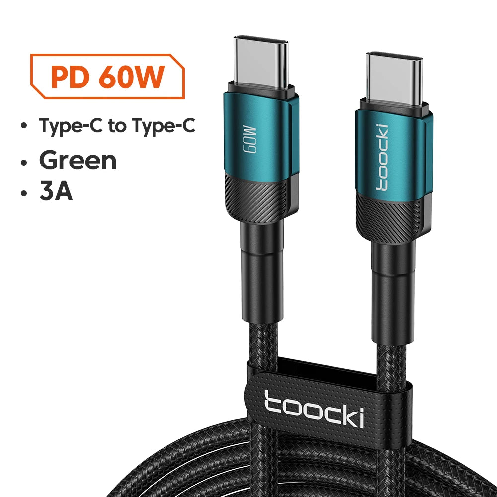 Cable Toocki de 100 W tipo C a USB C PD 3.0 de carga rápida 4.0 de tipo C a tipo C para iPhone 15, MacBook, Samsung y Xiaomi