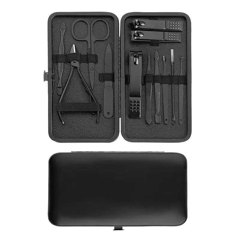 Juego de cortaúñas, estuche para cortaúñas, cortaúñas diagonal, herramientas de pedicura, palillo para orejas, herramientas mágicas para eliminar la piel muerta.