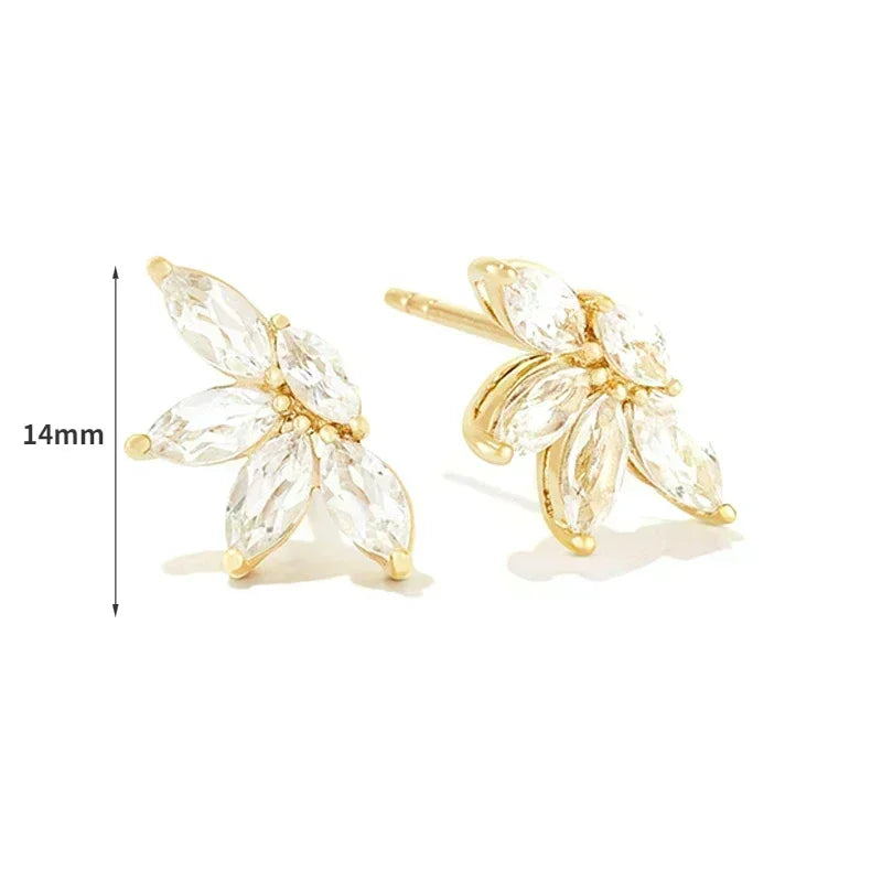 Pendientes de aro de plata de ley 925 con forma de aguja y cristales de circonita, con gotas de agua, dorados, joyería de lujo premium para fiestas.