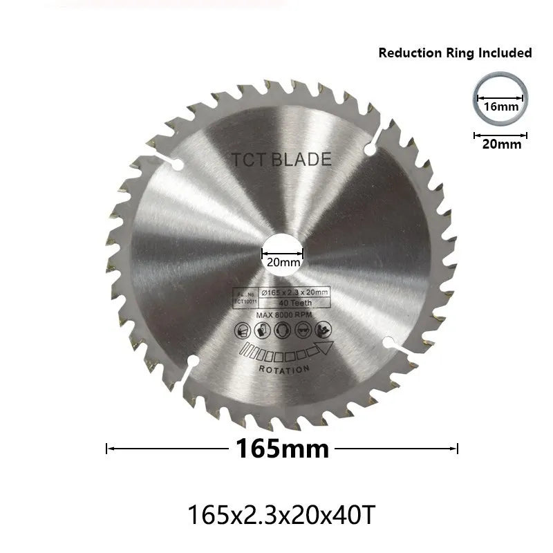 Circular Saw Blade 165mm Dia 24T/40T/48T TCT Carbide Disc for Woodworking Cutting Tools