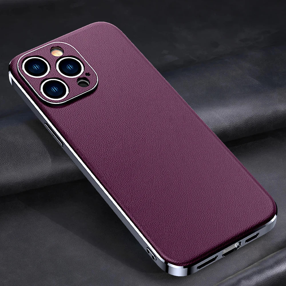 LANGSIDI New Arrival Luxury Leather phone Case for iphone 15 pro max 14 15 pro lens protection shockproof fashion back covers