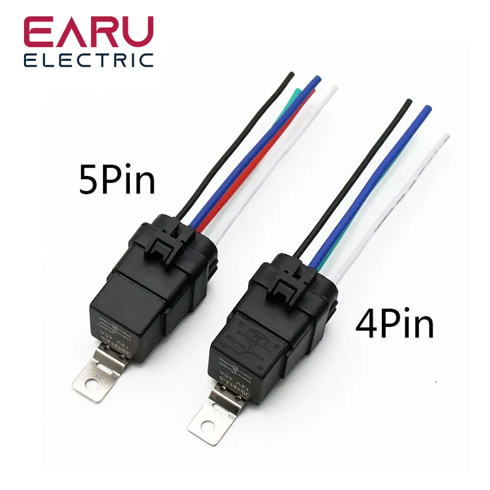 Car Auto Automobile Relay Sealed Waterproof Integrated Wired DC12V 40A 5Pin 4pin Auto Relay + Holder With 105mm Length Wires